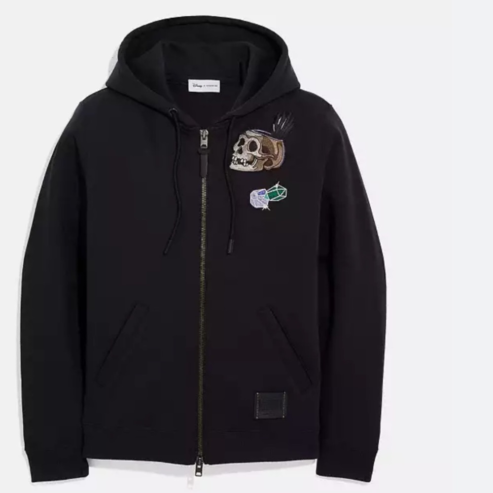 Black Hoodie with Skull and embroidered patches